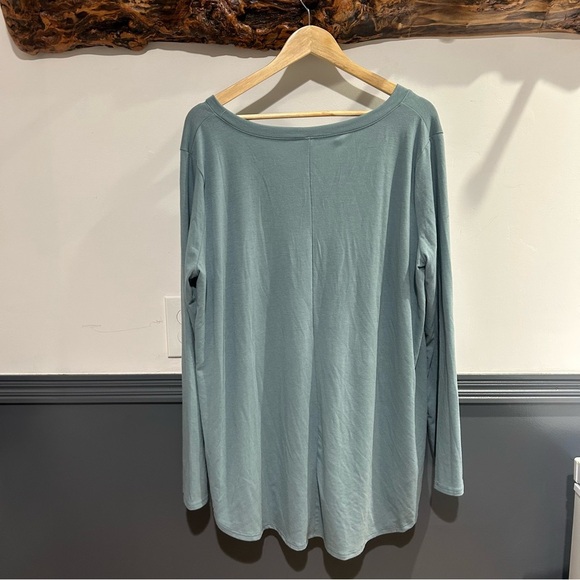 Zenana Premium Plus Size Long Sleeve Teal V Neck Tee 3X - Picture 8 of 8